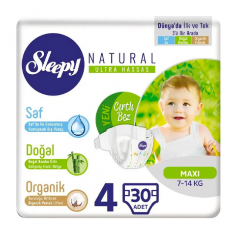 Sleepy Natural Bebek Bezi 4 no. 30 adet maxi 7-14 kg
