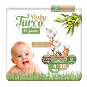 Baby Turco Doğadan Bebek Bezi 4 no. maxi 7-14 kg 30 adet